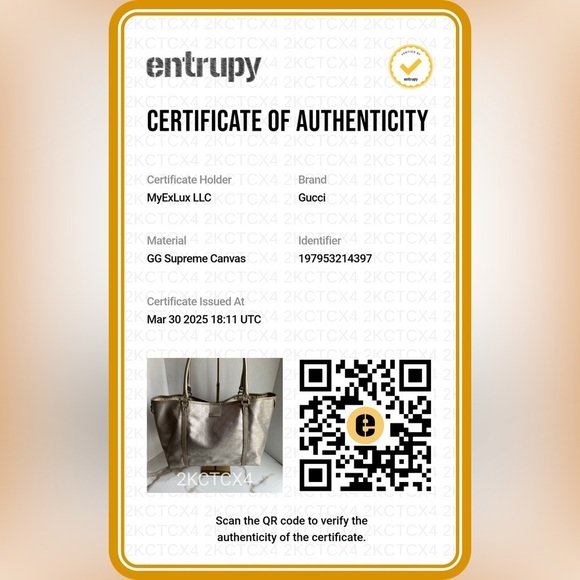 Authentic GUCCI GG implementation Tote Bag Silver w/COA - Picture 2 of 15